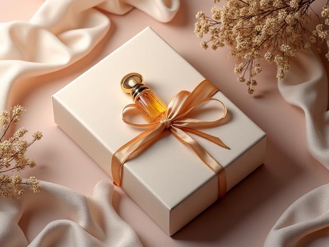 Bild einer liebevoll verpackten Geschenkbox mit Parfüm