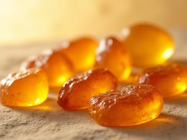 Goldbraune Ambra-Steine, die Wärme abstrahlen