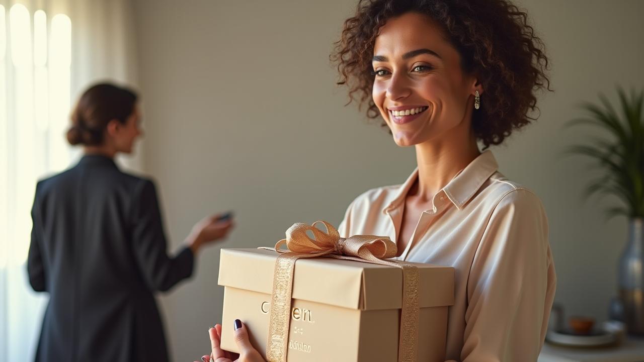 Eine elegante Person nimmt ein liebevoll verpacktes Oasenparfum-Paket entgegen.